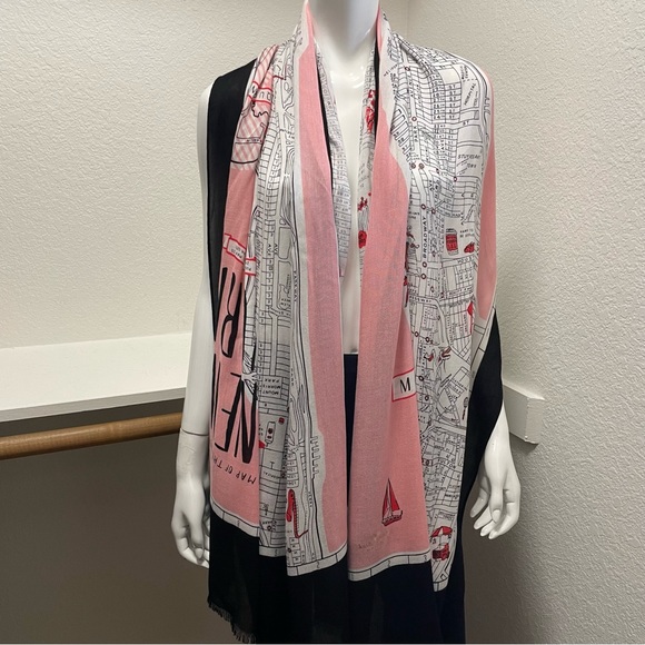 Kate Spade ♠️ New York Map Stripe Oblong Scarf & Pink Cyndy Kent Wallet BUNDLE - Picture 5 of 16